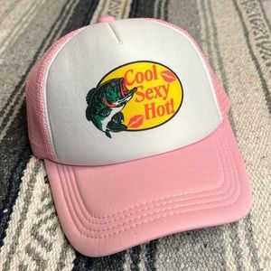 Novelty Trucker Hat Pink Adjustable Mesh Fish Cool Sexy Hot White